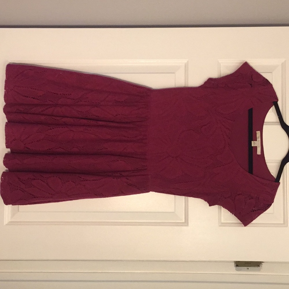 Lauren Conrad Burgundy lace floral dress